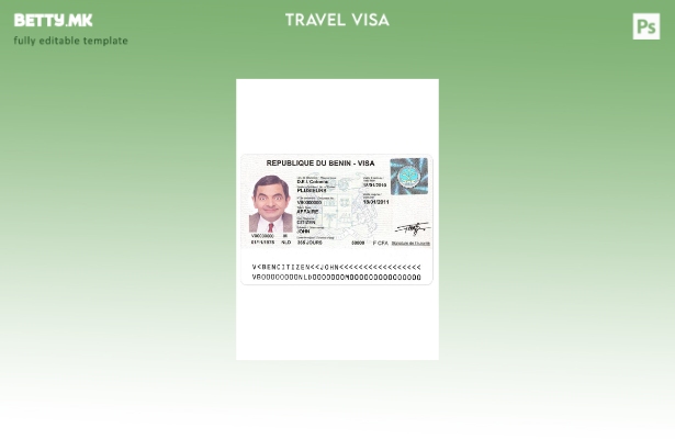 Шаблон за виза за Бенин во модерен стил